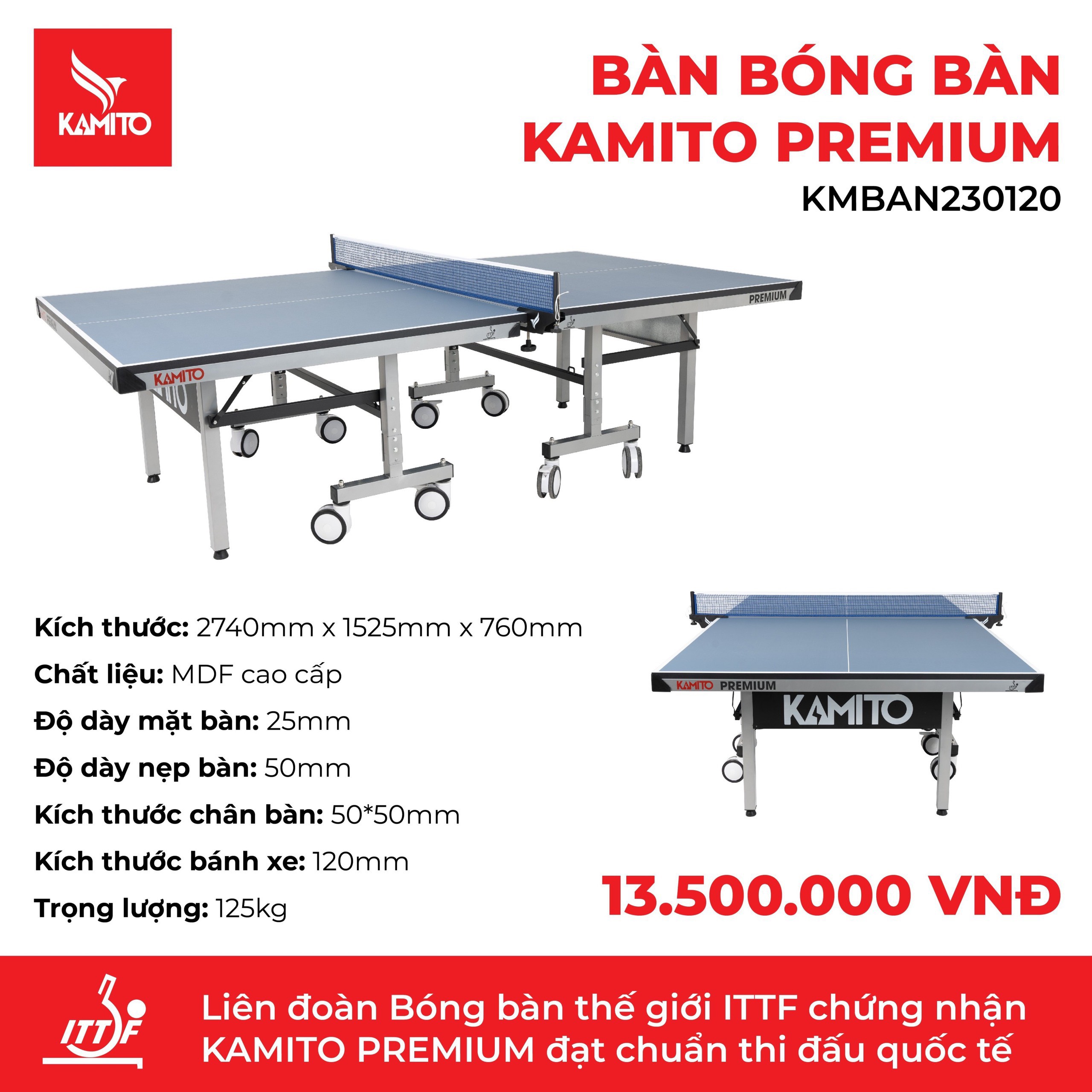 BÀN BÓNG BÀN KAMITO FREMIUM