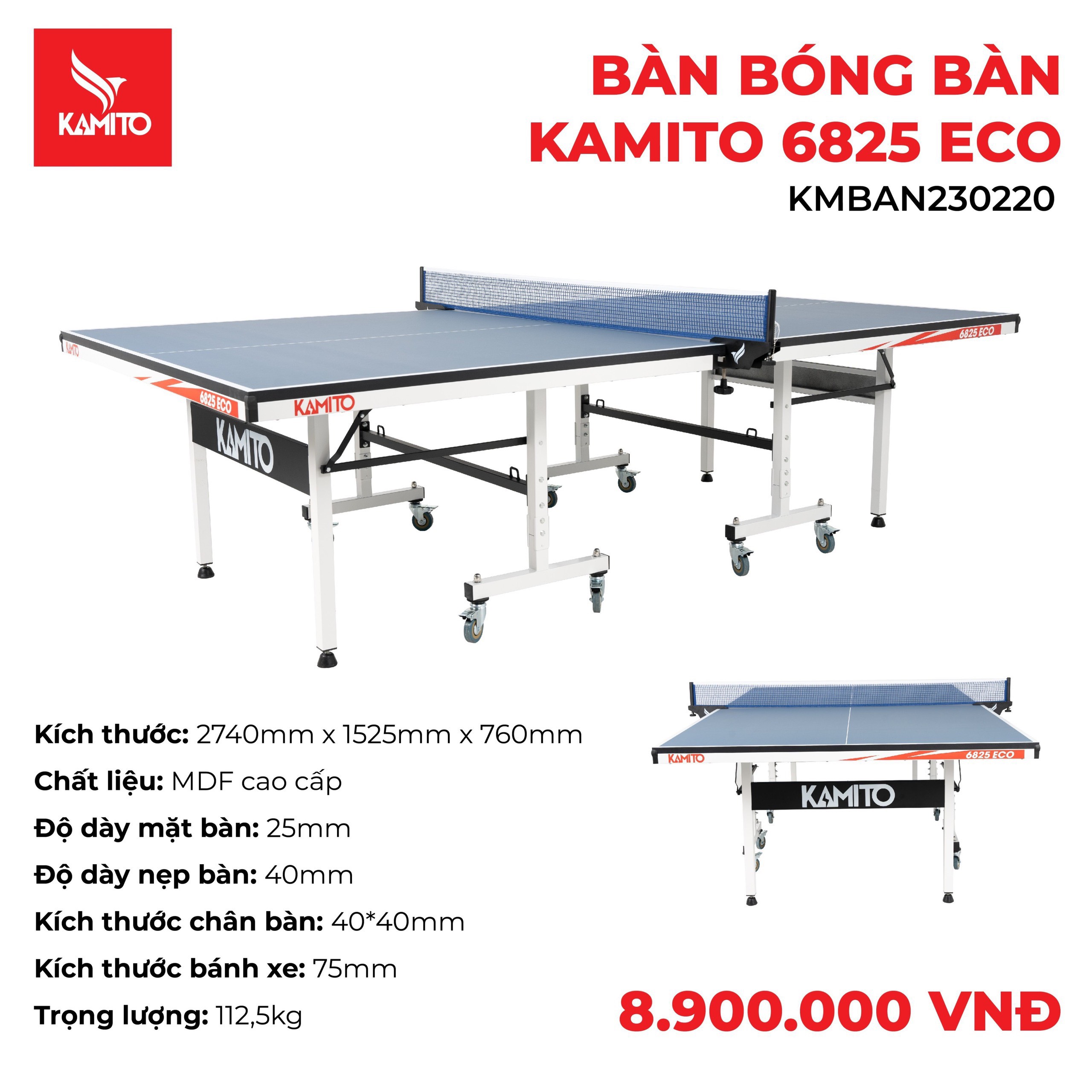 BÀN BÓNG BÀN KAMITO 6825 ECO 
